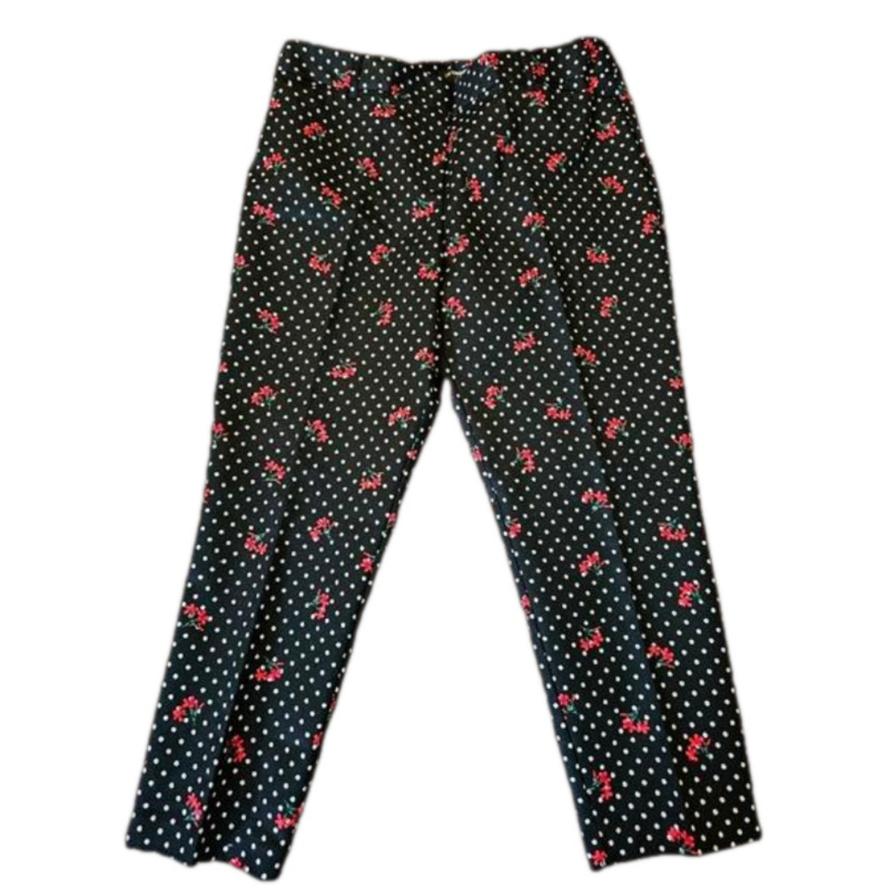 Liz Claiborne Emma Classic Slim Leg Floral Polka Dot Ankle Pants Size 10P